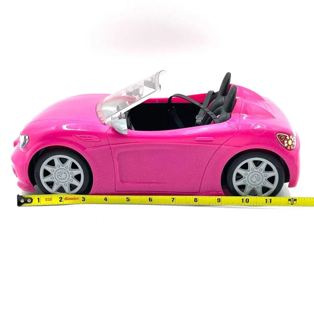 Barbie Mattel Pink White Convertible Sports Car Seatbelts 2 Seat Glam 2013 BDF38